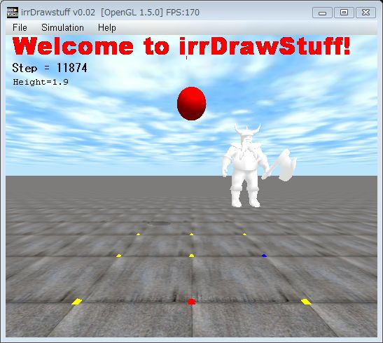 irrDrawStuff-0.02のスクリーンショット．メニューバーが装備＆高速化された．