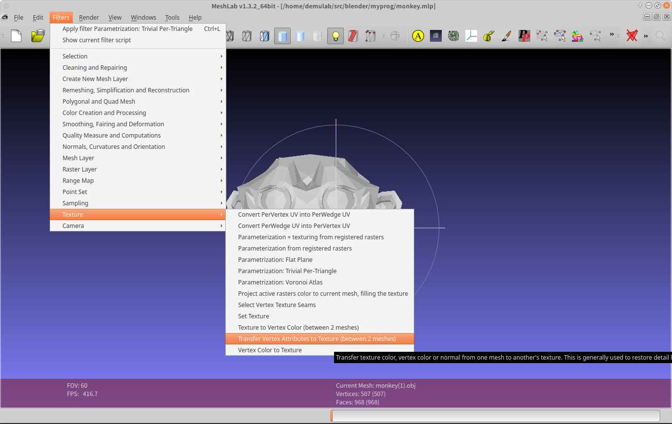 Blender2 8 色付きメッシュからテクスチャ付き３dモデルobjの作成法 Demura Net